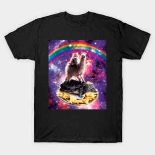 Space Cat Llama Turtle Riding Nachos T-Shirt